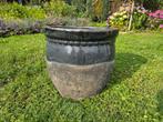 Grote stenen bloempot met glazuur, Tuin en Terras, Ophalen, Tuin, Steen, Gebruikt