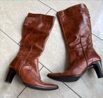 Cognackleurige  leren hoge laarzen maat 38, Ophalen of Verzenden, Gedragen, Bruin, Hoge laarzen