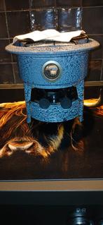 Mooi donkergrijs 2-pits petroleumstel met nieuwe lonten, Antiek en Kunst, Antiek | Emaille, Ophalen of Verzenden