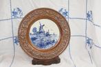 Koperen bord met delfs blauwe tegel, Ophalen of Verzenden