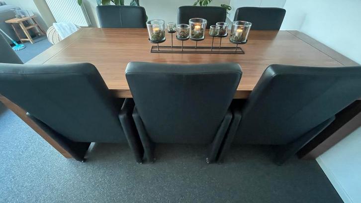 Laatste dag!!:Eettafel met 6 stoelen + 2 salontafels., Huis en Inrichting, Tafels | Eettafels, Gebruikt, 100 tot 150 cm, 150 tot 200 cm