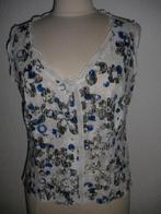 Bloes mouwloos wit met blauw groene bloemen maat M, Ophalen of Verzenden, Zo goed als nieuw, Maat 38/40 (M), Wit