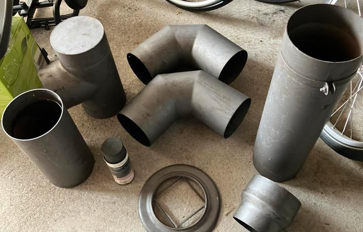 Diverse enkelwandige buisdelen 15/15,5cm, Huis en Inrichting, Kachels, Zo goed als nieuw, Inbouw, Houtkachel, Hout, Ophalen