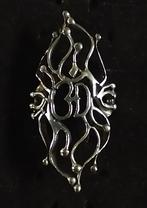 Zilveren 925 zilver lange ring fantasie Ohm / Aum teken 18, 18 tot 19, Verzenden, Nieuw, Dame