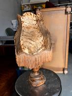 Vintage lamp oud varkensleerkapje, Huis en Inrichting, Lampen | Tafellampen, Gebruikt, Vintage, Ophalen of Verzenden, Minder dan 50 cm