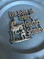 Vintage Tinnen Wanddecoratie - Paard en Smid, Antiek en Kunst, Antiek | Schalen, Ophalen of Verzenden