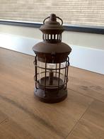 Lamp + windlicht (nieuw), Huis en Inrichting, Nieuw, Ophalen of Verzenden, Metaal, Bruin