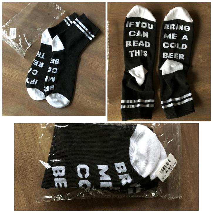 Zwarte sokken biertekst 39/42, Kleding | Heren, Sokken en Kousen, Nieuw, Maat 39 t/m 42, Zwart, Ophalen of Verzenden