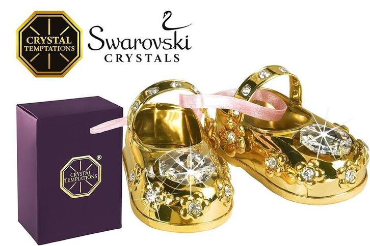 Baby meisje schoenen 24 k verguld met roze Swarovski kristal, Huis en Inrichting, Woonaccessoires | Overige, Nieuw, Ophalen of Verzenden