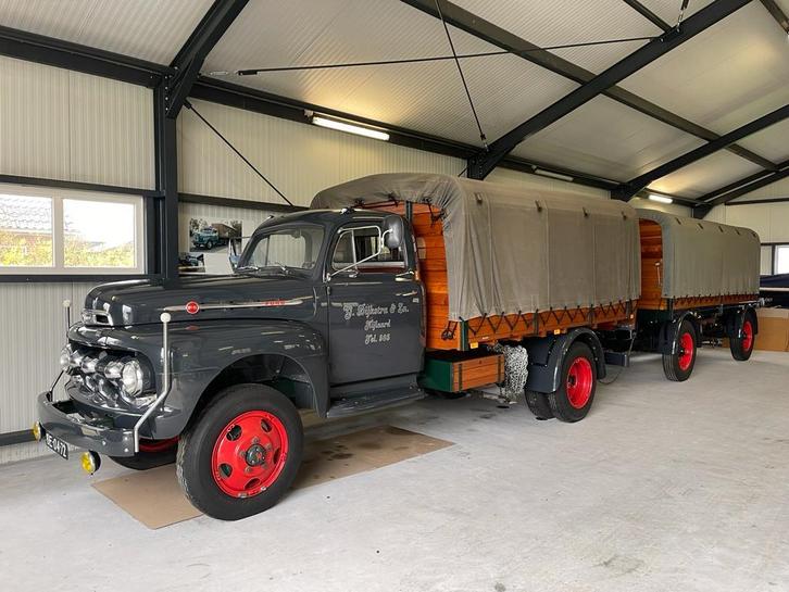 Oldtimer vrachtwagen / pickup Ford F5 / DAF aanhangwagen, Auto's, Bestelauto's, Particulier, Ford, Benzine, Geïmporteerd, Ophalen