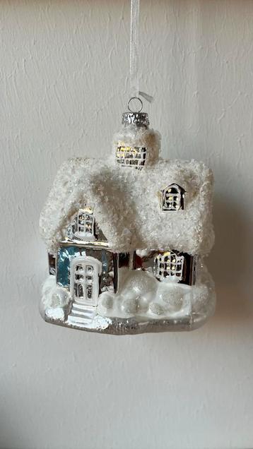 Kerstbal ornament glas : huisje sneeuw beschikbaar voor biedingen