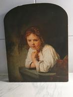 Schilderij,  Rembrandt,  meisje in het venster, 29x36 cm, Ophalen of Verzenden, Minder dan 50 cm, Schilderij, Minder dan 50 cm