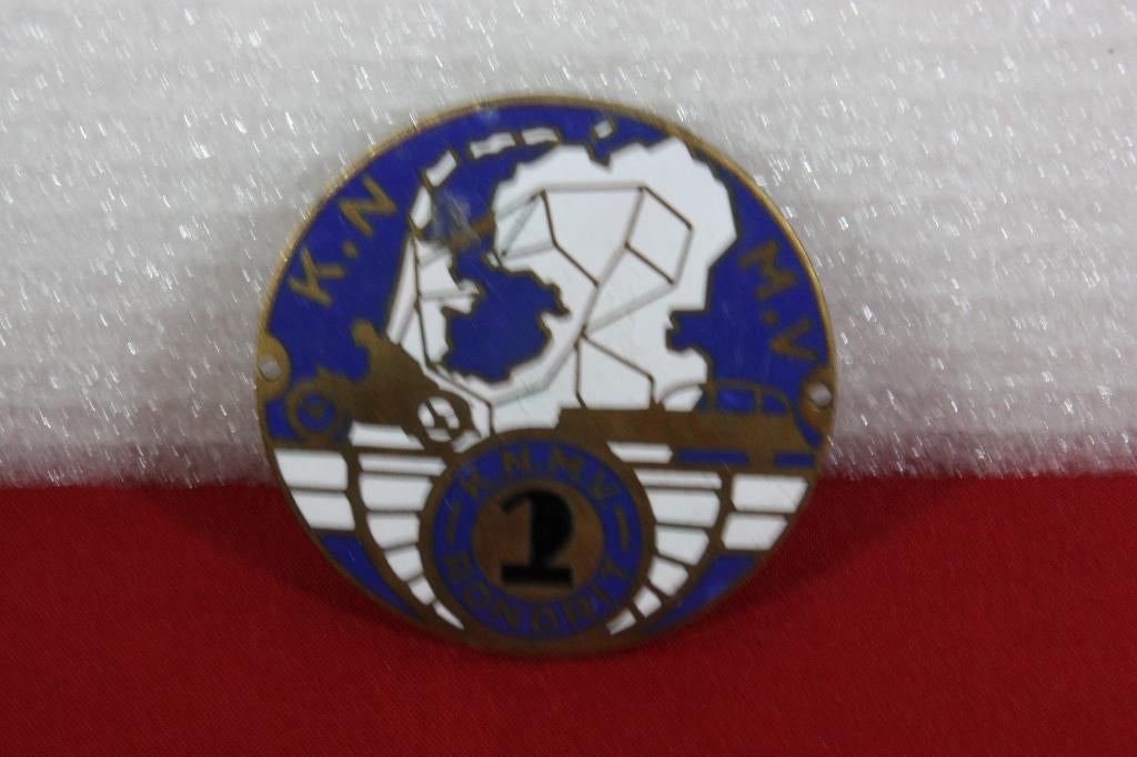 Vintage KNMV rondrit 2 penning emaille, Verzamelen, Ophalen of Verzenden, Gebruikt, Motoren