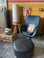 Vintage jaren 70 zwarte kuip stoel/ fauteuil, Ophalen, Overige materialen, Minder dan 75 cm, ?