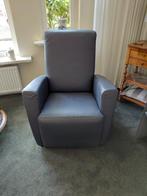 Blauwe leren fauteuil, Huis en Inrichting, Fauteuils, Ophalen of Verzenden, Gebruikt, 75 tot 100 cm, 50 tot 75 cm