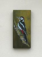 Schilderij bonte specht op gebruikt hout, Verzenden