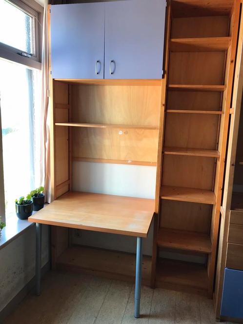 Handige Lundia kast met planken, kastdeuren en bureau., Huis en Inrichting, Kasten | Stellingkasten, Gebruikt, Ophalen