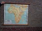 Oude landkaart Afrika Madagascar schoolplaat Noordhoff doek, Ophalen of Verzenden, Aardrijkskunde