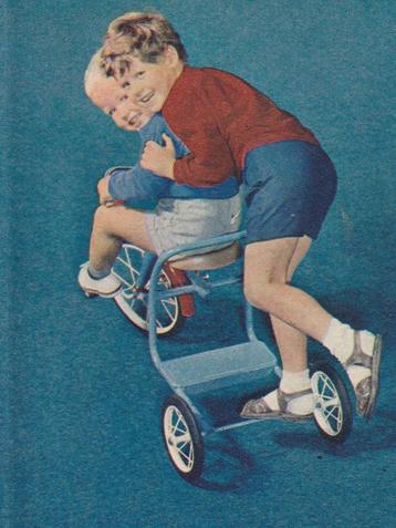retro reclame 1966 Tapisom vloeren jongetjes op driewieler beschikbaar voor biedingen