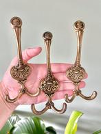 3 vintage messing haken wandhaken, Ophalen of Verzenden, Gebruikt, Metaal, Minder dan 100 cm