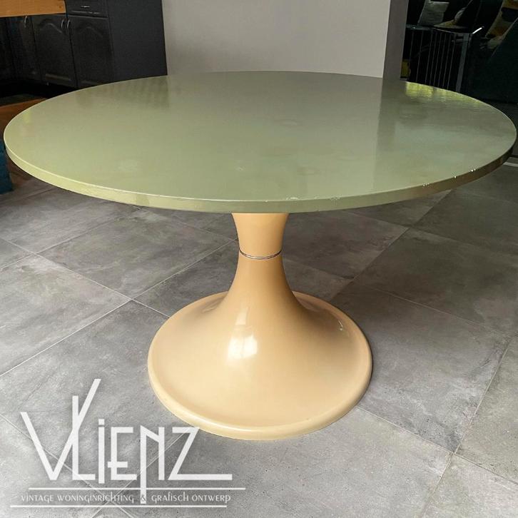 Vintage ronde tafel eettafel tulpvoet dining table space age, Huis en Inrichting, Tafels | Eettafels, Gebruikt, 100 tot 150 cm