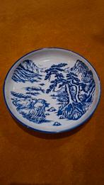 Grote schaal Japans met Blauw Wit Landschap, Antiek en Kunst, Ophalen of Verzenden