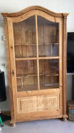 Oud grenen vitrinekast, Glas, 50 tot 100 cm, 150 tot 200 cm, 25 tot 50 cm