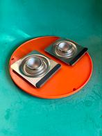 Vintage eierdopjes minimalistisch design chrome mid century, Ophalen of Verzenden