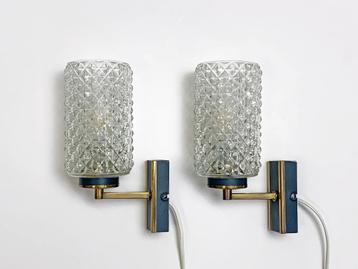 2x Vintage wandlamp bedlamp sfeerlamp glas retro