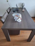 Eettafel donkerbruin houtlook, 50 tot 100 cm, Gebruikt, Rechthoekig, Ophalen of Verzenden