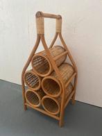 Vintage Rotan Wijnrek voor 5 Flessen, Huis en Inrichting, Woonaccessoires | Wijnrekken, Ophalen, Overige materialen, Gebruikt