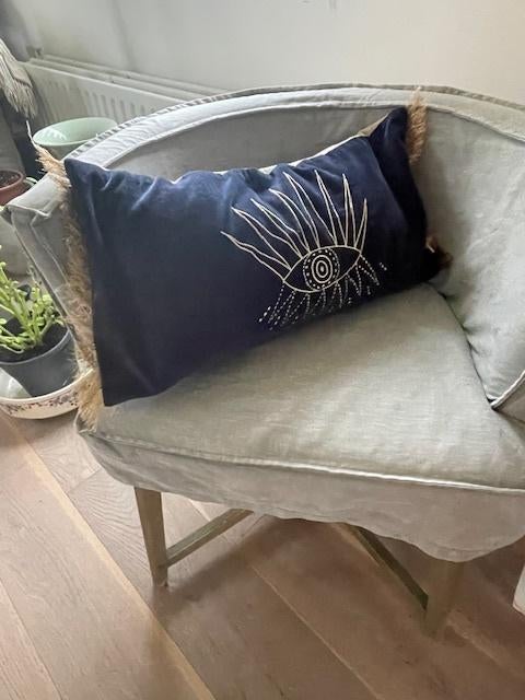 Kussenhoes kussen. Donkerblauw fluweel met motief. Sissy Boy, Huis en Inrichting, Ophalen, Nieuw, Blauw, Rechthoekig