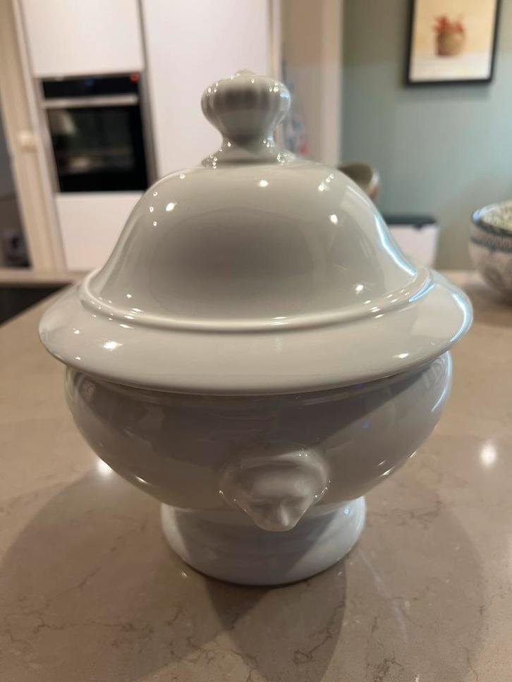 Keramische soepterrine met origineel deksel - Apilco, Huis en Inrichting, Keuken | Servies, Zo goed als nieuw, Kom(men), Effen