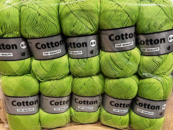 Groen katoengaren - 10 bollen 19,50 - haakgaren/breigaren, Hobby en Vrije tijd, Breien en Haken, Nieuw, Breien of Haken, Wol of Garen