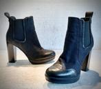 G Star Raw design hakken / enkel laarzen leer + denim 38, Zwart, Ophalen of Verzenden, Zo goed als nieuw, Schoenen met hoge hakken