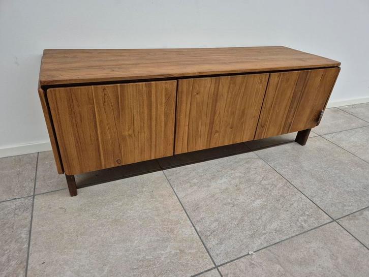 Teak TV Meubel - Walnut Look - 150cm, Huis en Inrichting, Kasten | Televisiemeubels, Ophalen of Verzenden