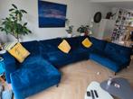 Mooie diep donkerblauwe grote U bank, Ophalen, Nieuw, Stof