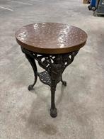 Gietijzeren bijzettafel met koperen blad, Antiek en Kunst, Ophalen of Verzenden