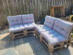 Palletbanken met kussens, Tuin en Terras, Tuinsets en Loungesets, Ophalen, Gebruikt