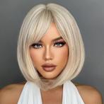Witblonde pruik bob model met steil haar model Jil, Verzenden, Nieuw, Pruik of Haarverlenging