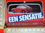 Vintage sticker Nissan Cherry een sensatie garage auto, Ophalen of Verzenden, Zo goed als nieuw