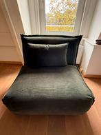 2x Groene Ribfluwelen Slaapbank - Maison du Monde, Ophalen, Zo goed als nieuw, Tweepersoons