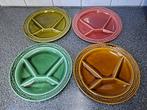 4 vintage Sarreguemines France fondueborden., Huis en Inrichting, Keramiek, Ophalen of Verzenden, Zo goed als nieuw, Bord(en)