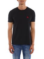 Burberry Black Cotton T-shirt with red Logo, Kleding | Heren, T-shirts, Zwart, Ophalen of Verzenden, Zo goed als nieuw, Burberry