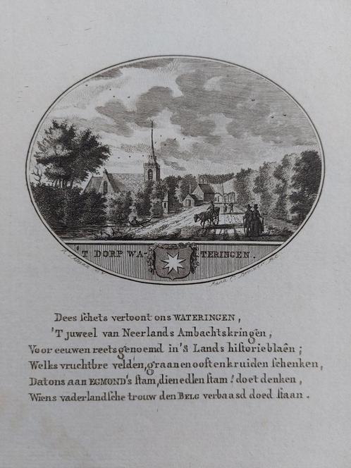 40 / Wateringen Westland Gravure 18e eeuw Ollefen en Bakker, Antiek en Kunst, Kunst | Etsen en Gravures, Ophalen of Verzenden