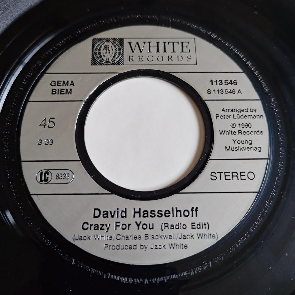 David Hasselhoff - Crazy For You 7" Single, 7 inch, Single, Ophalen of Verzenden, Zo goed als nieuw