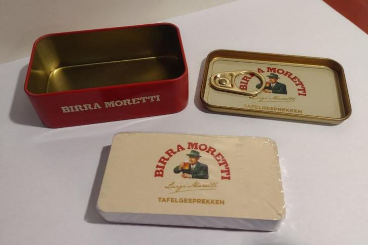 Birra Moretti Tafel Gesprekken Sardines Blikje. (A), Verzamelen, Biermerken, Nieuw, Overige typen, Overige merken, Ophalen of Verzenden