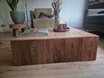 Robuust houten salontafel, Ophalen, 50 tot 100 cm, Eikenhout, Zo goed als nieuw