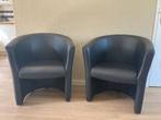 Twee zwart leren stoelen, Huis en Inrichting, Stoelen, Ophalen, Twee, Zwart, Leer