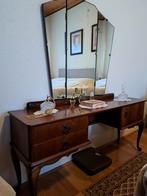 Notenhouten Queen Anne kaptafel met drievoudige spiegel, Ophalen, Gebruikt, 100 tot 150 cm, 100 tot 150 cm